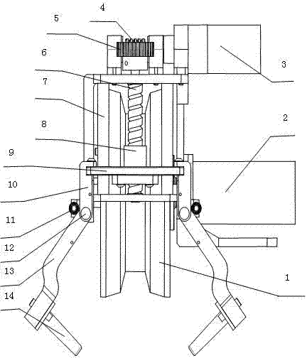 Combined mechanism of ratchet of high-voltage-cable walking robot