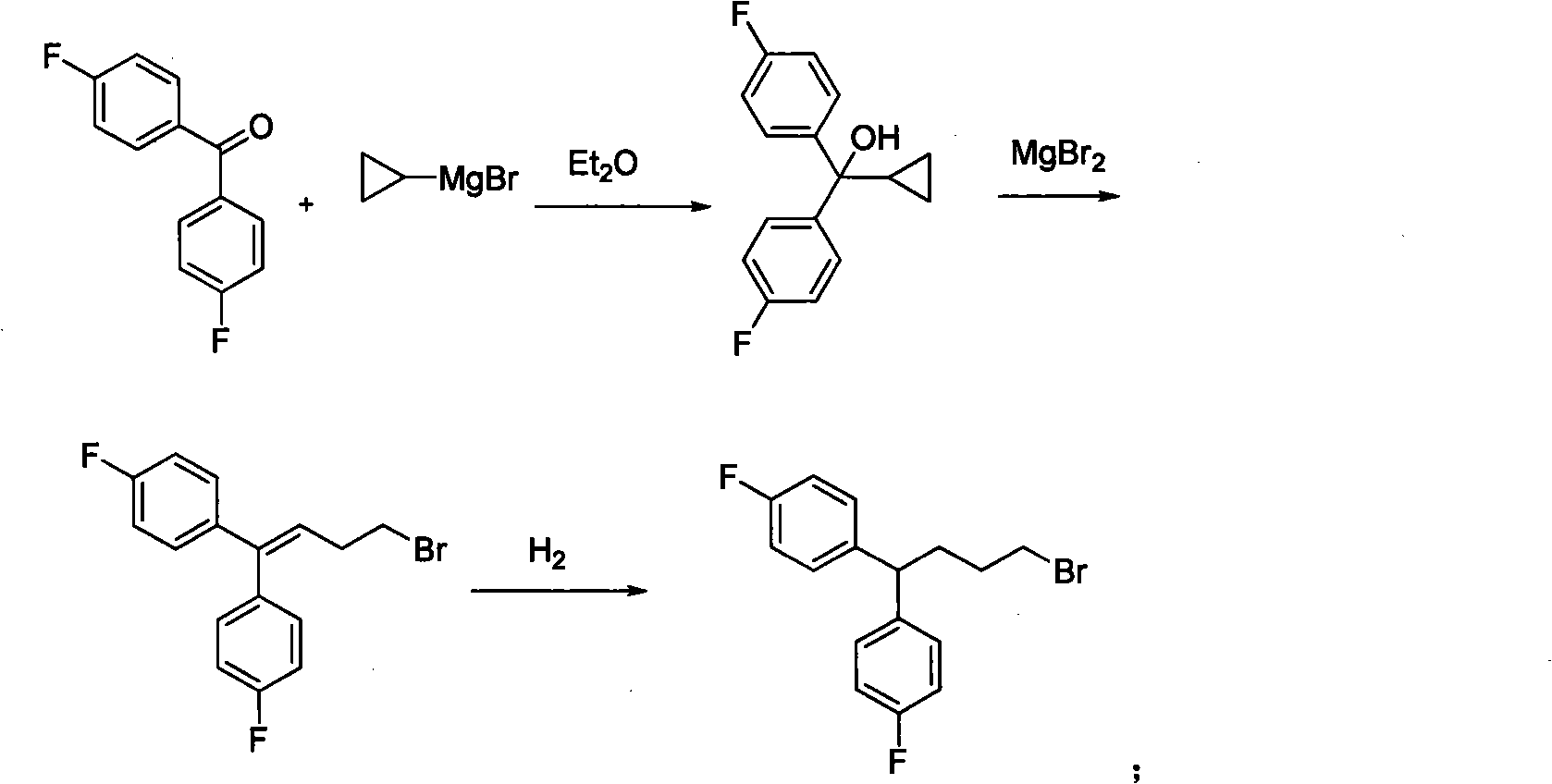 Diphenylalkyl halide or diphenyl carboxylic acid and synthesis method thereof