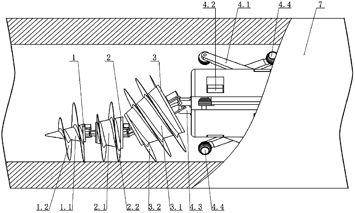 A flexible cone-screw driven pipeline robot