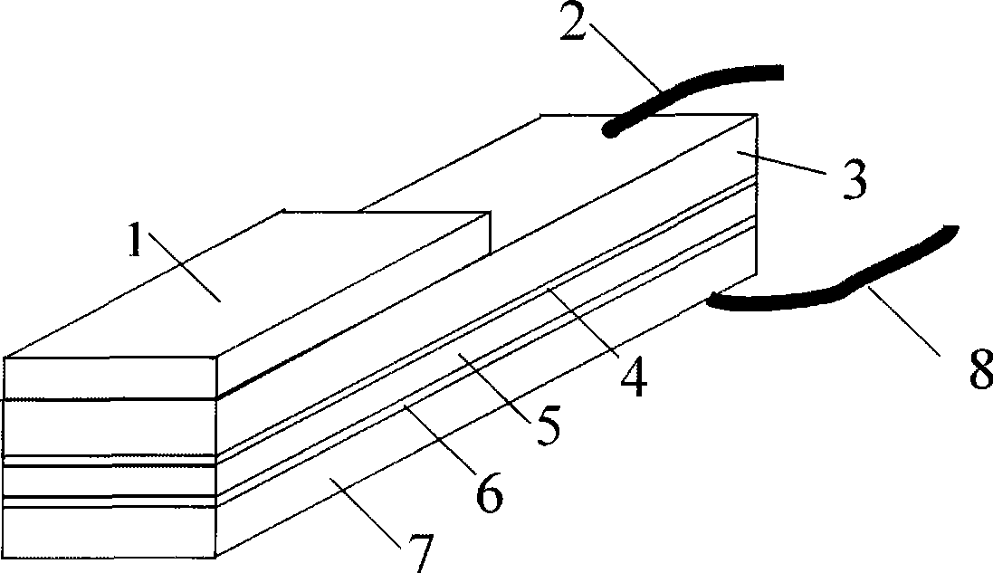 Self-generation wide-band laminated magnetic induced piezoelectric effect AC magnetic field sensor and production method thereof