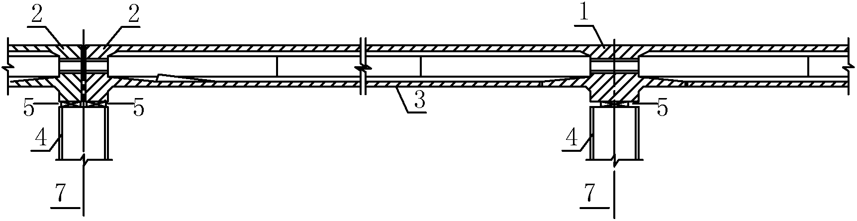 Double-layer highway bridge with integrated upper beam on frame mound and beam of polycarbonate (PC) continuous box girders