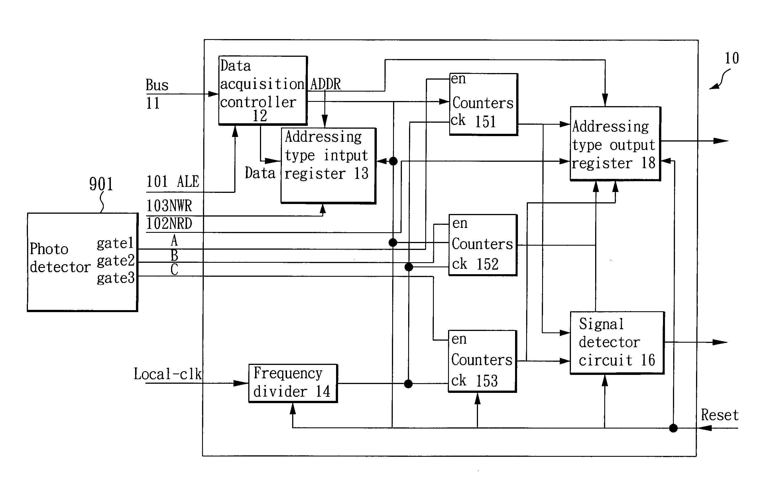 Addressing type coin-dropping detector circuit