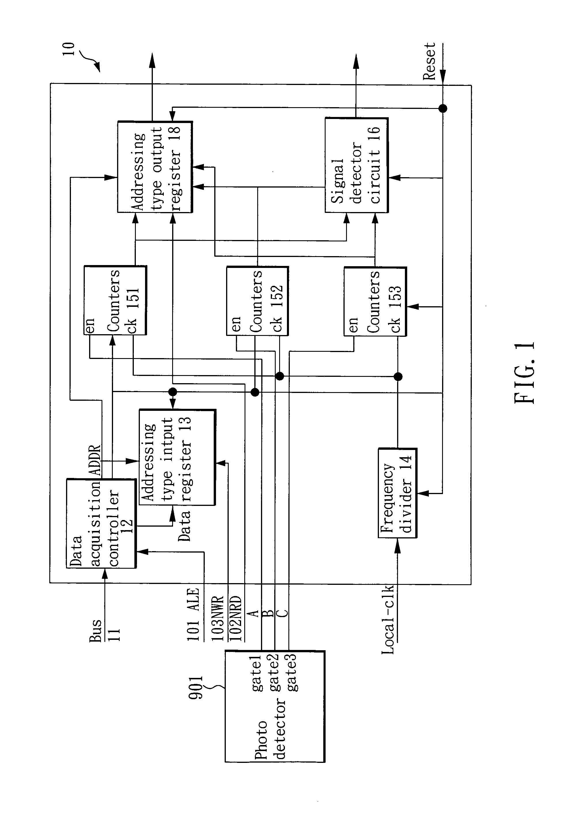 Addressing type coin-dropping detector circuit