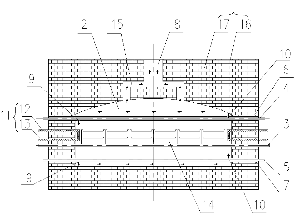 Roller way sintering furnace with uniform hearth temperature