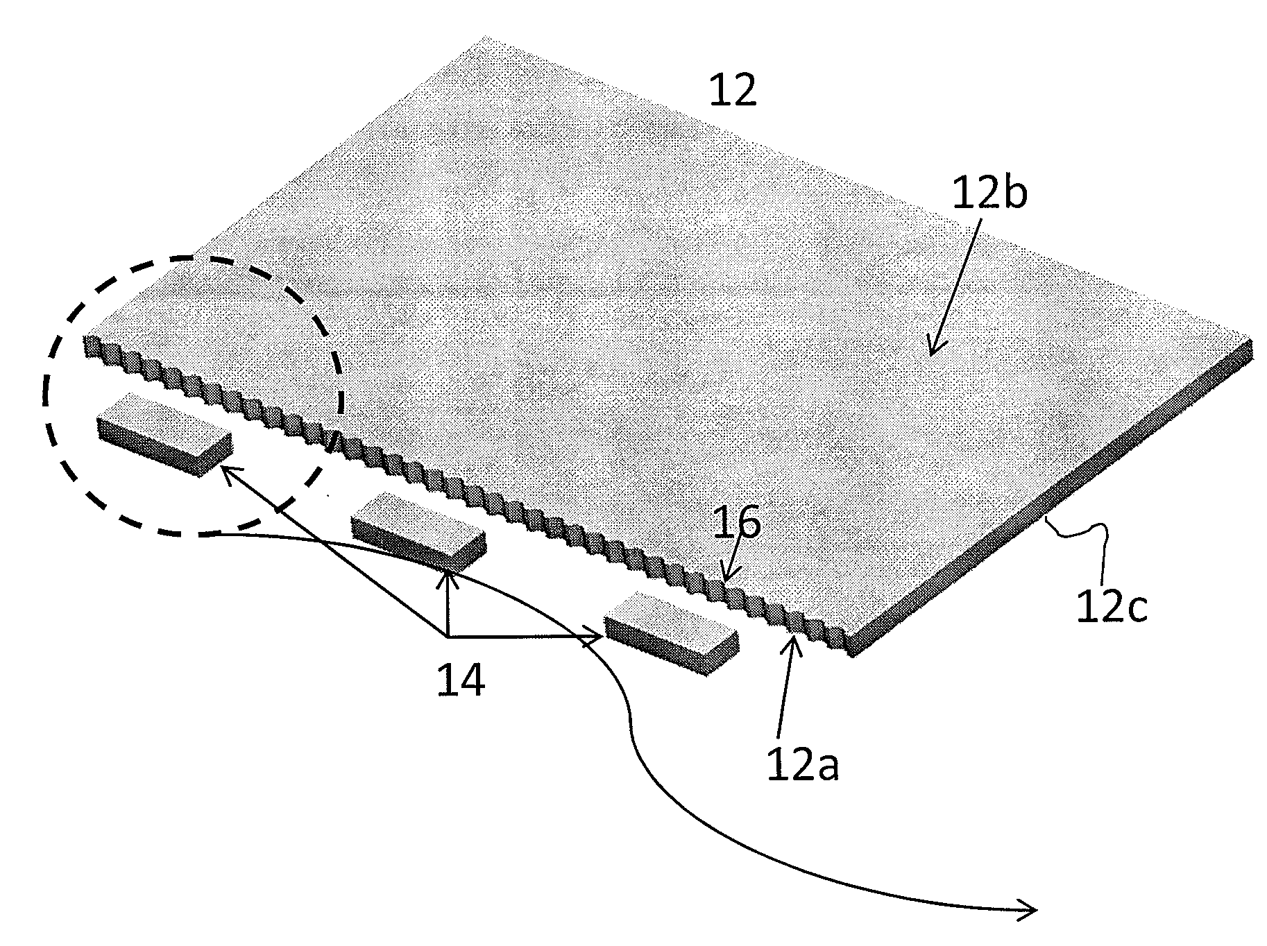 Symmetric serrated edge light guide film having circular tip and base segments