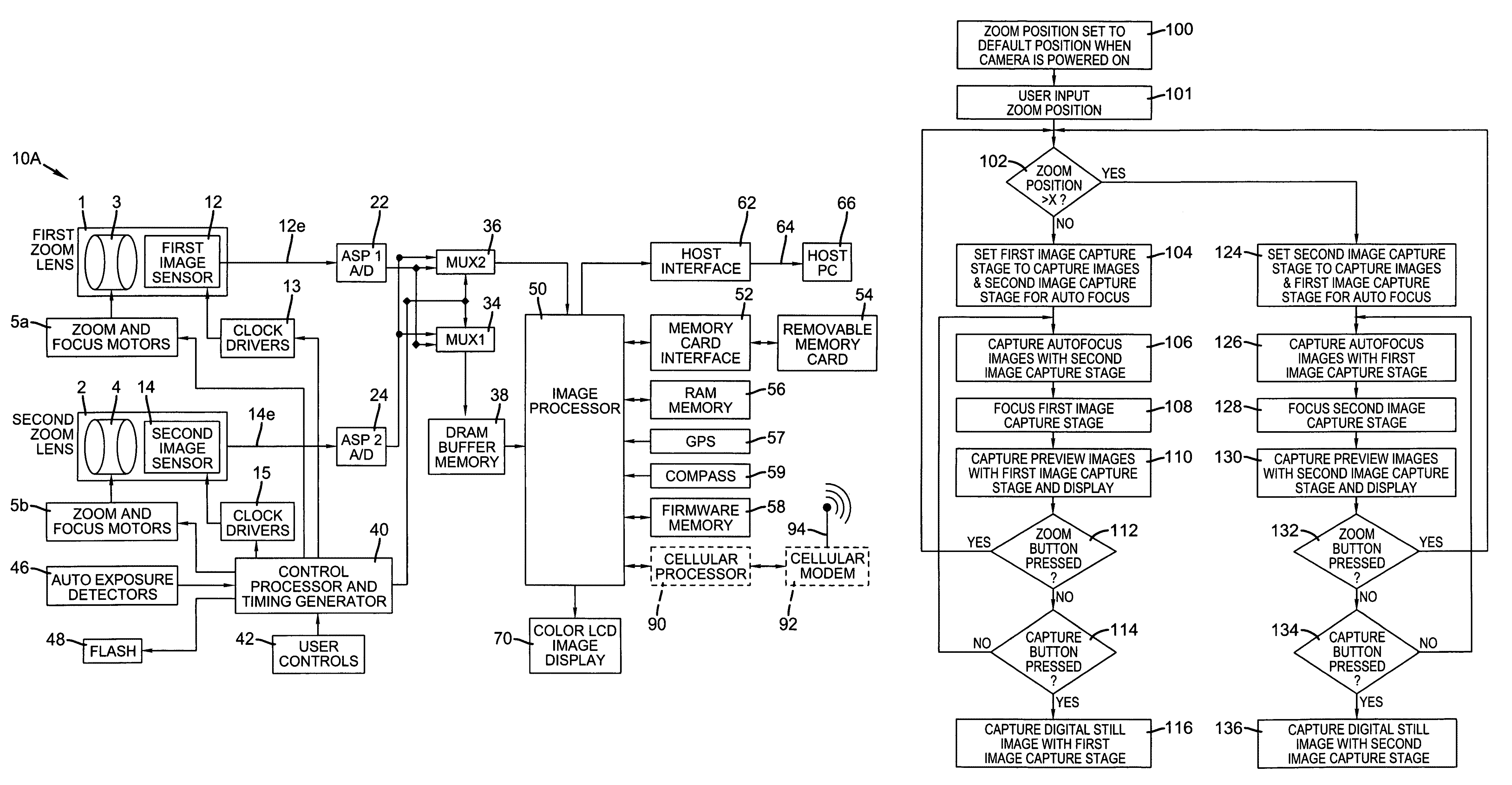 Camera using multiple lenses and image sensors to provide improved focusing capability