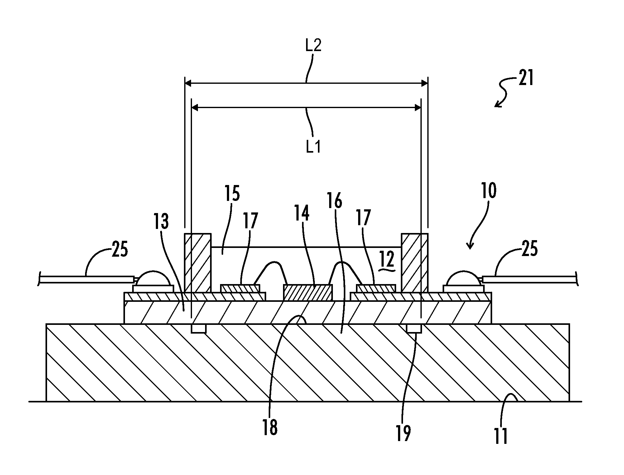 LED light module with heat releasing casing and grooved backing to contain conductive bonding fluids