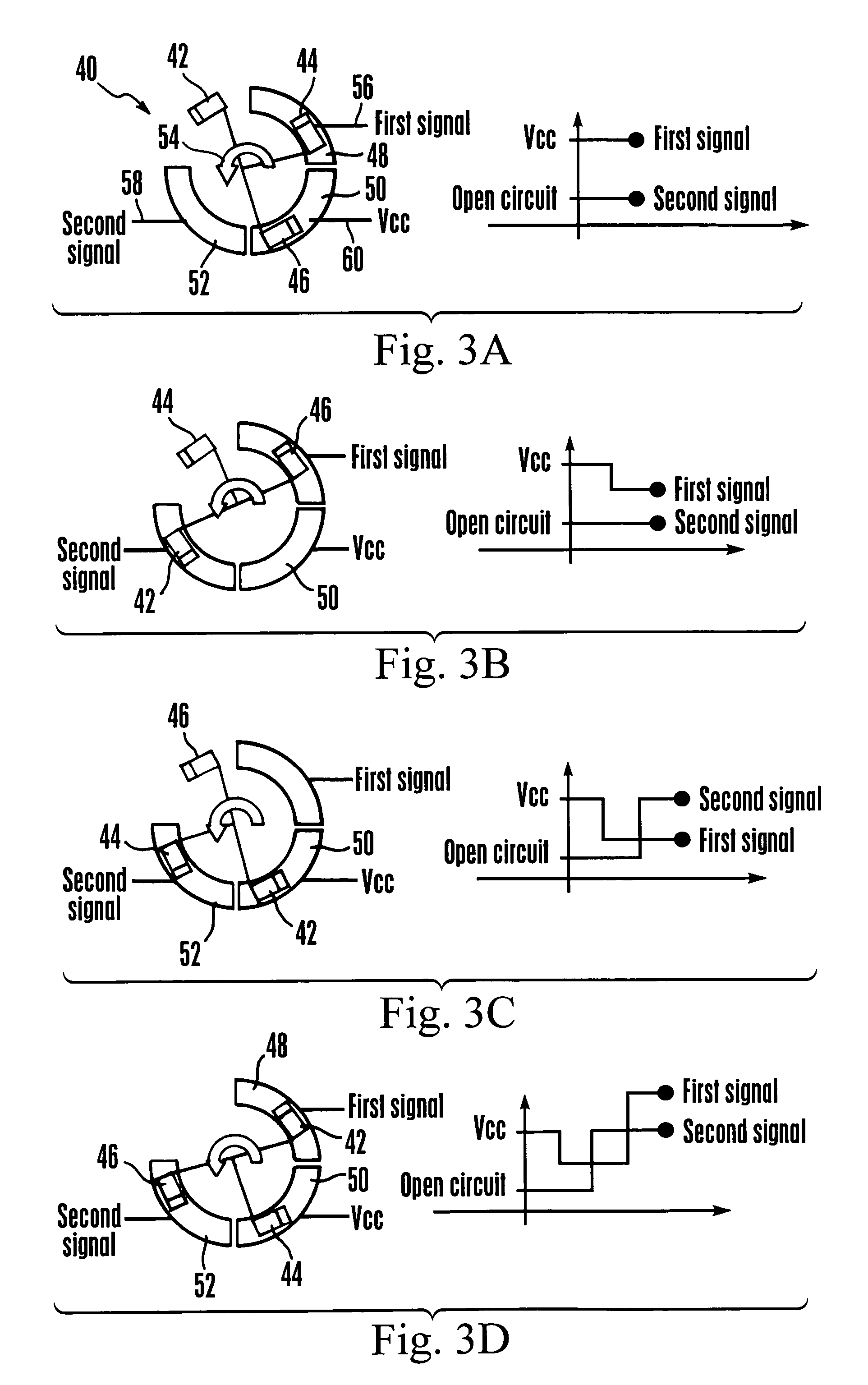 Single track brush-based position encoder for rotating shaft