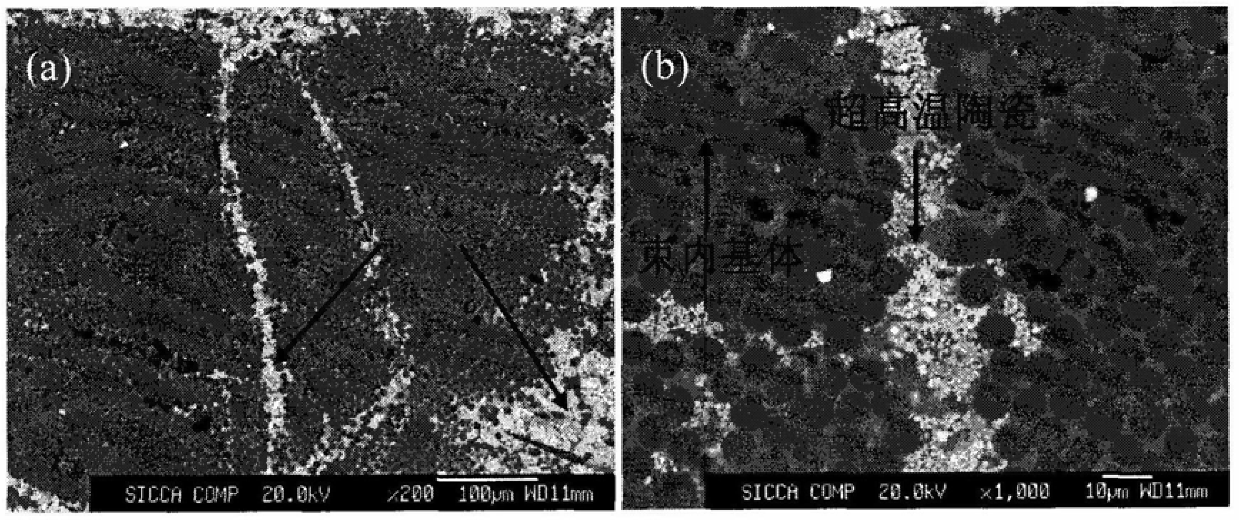 Preparation method of carbon fiber reinforced ultra-high temperature ceramic matrix composite material