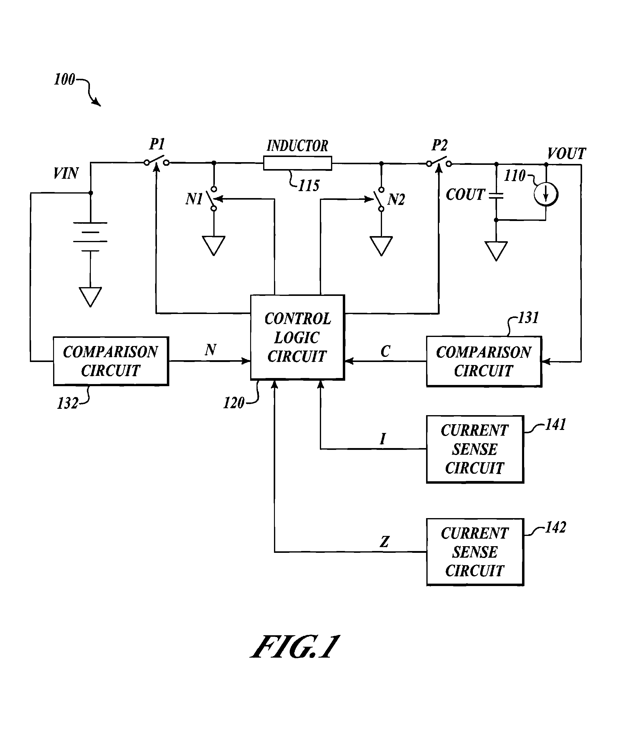 Apparatus and method for PFM buck-or-boost converter with smooth transition between modes