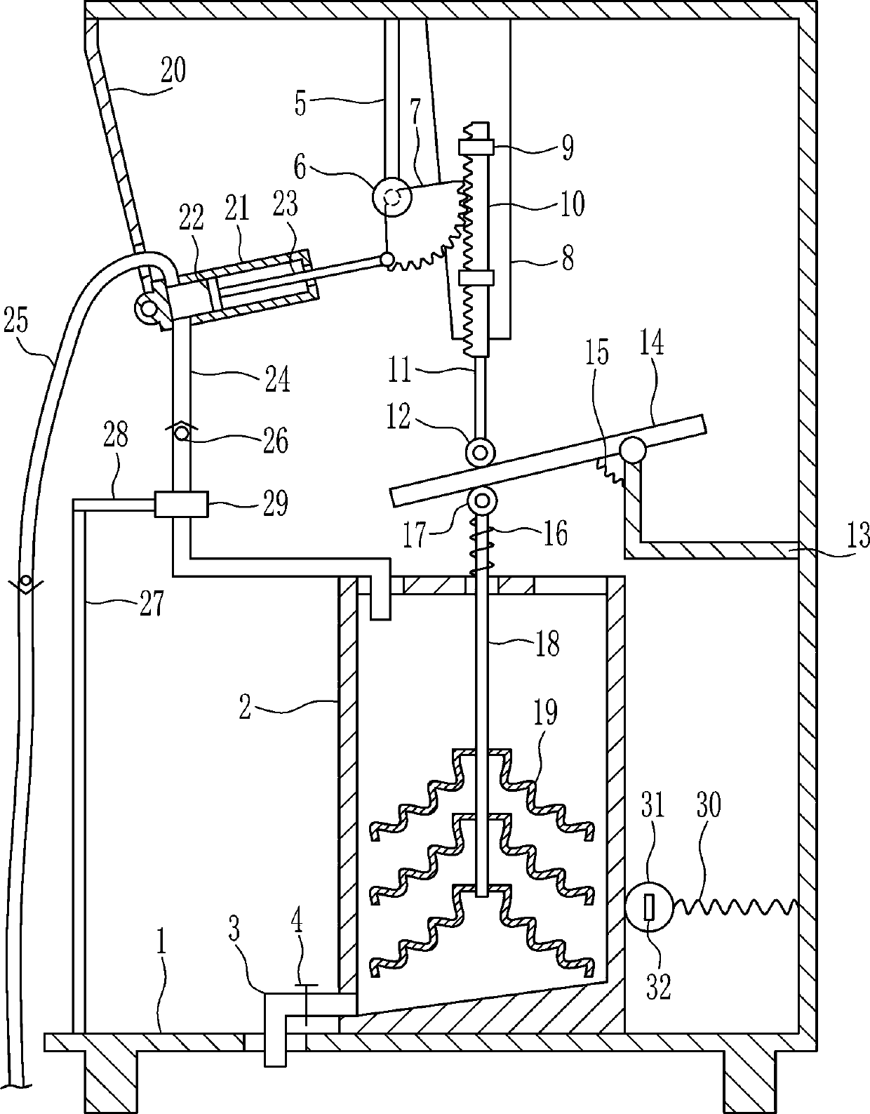 A batching machine for rare earth ore powder and hydrochloric acid