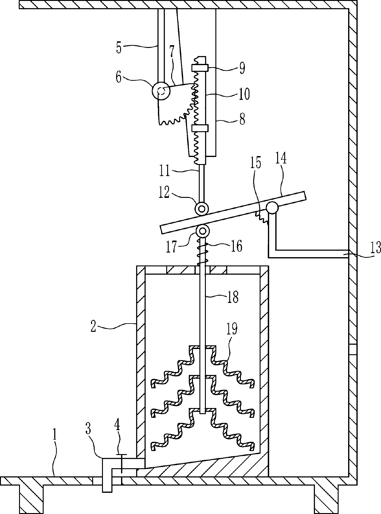 A batching machine for rare earth ore powder and hydrochloric acid