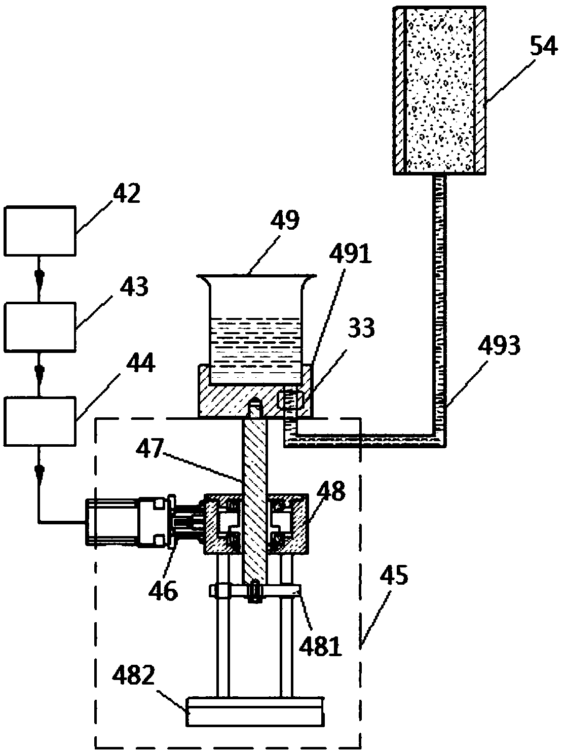 A mercury interface automatic adjustment system and a core pore structure measuring instrument