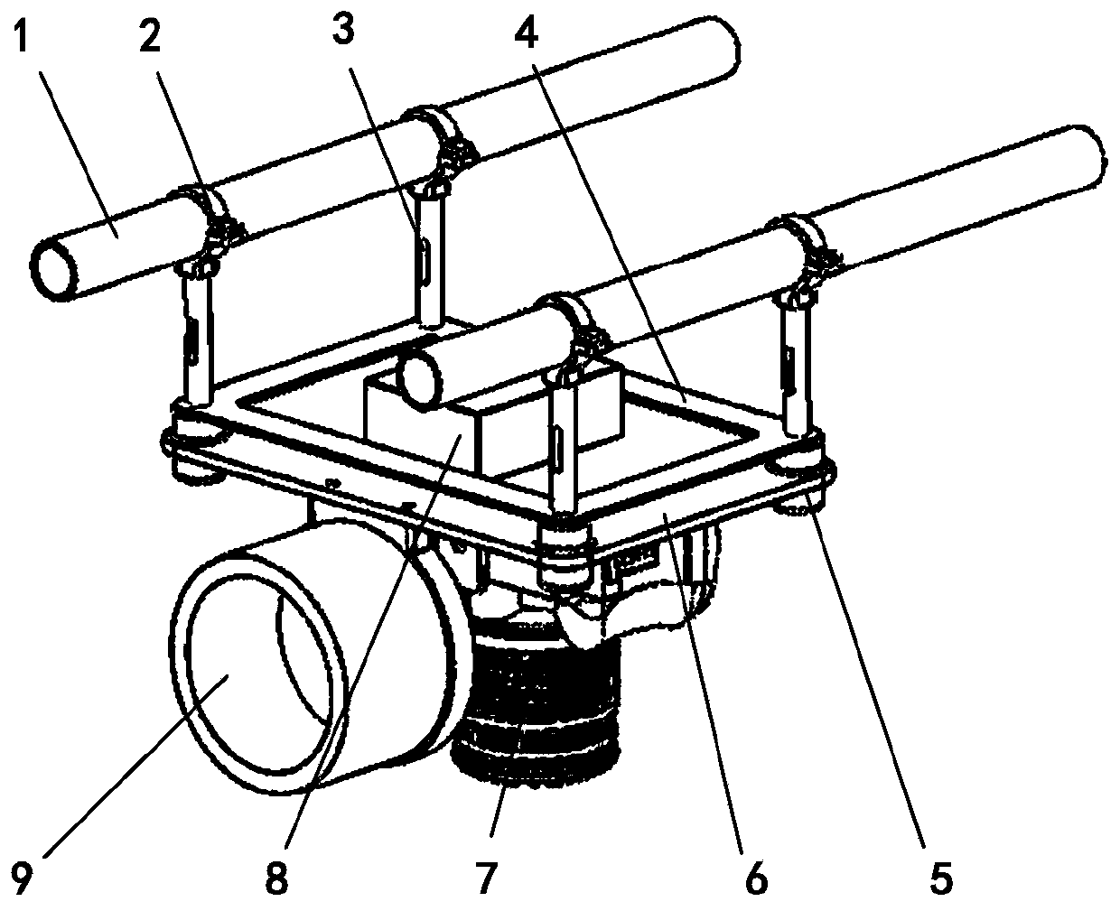 Laser radar passive vibration damping device for large-load unmanned aerial vehicle