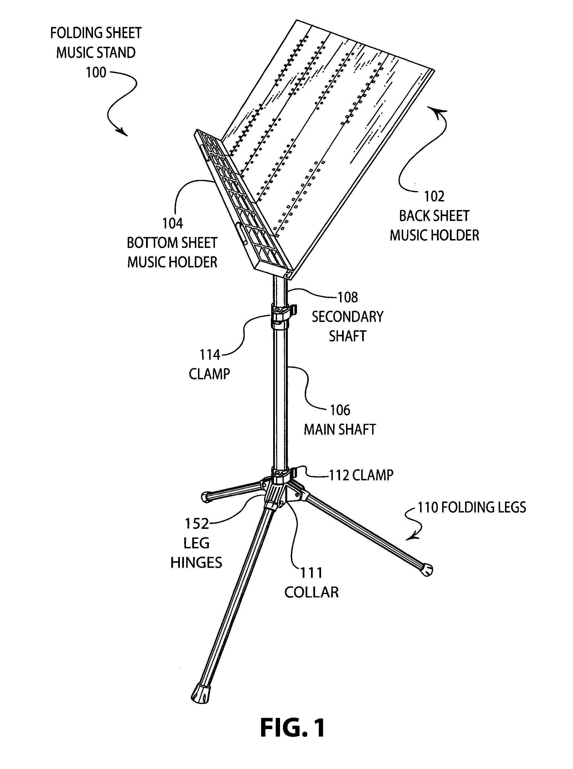 Folding sheet music stand