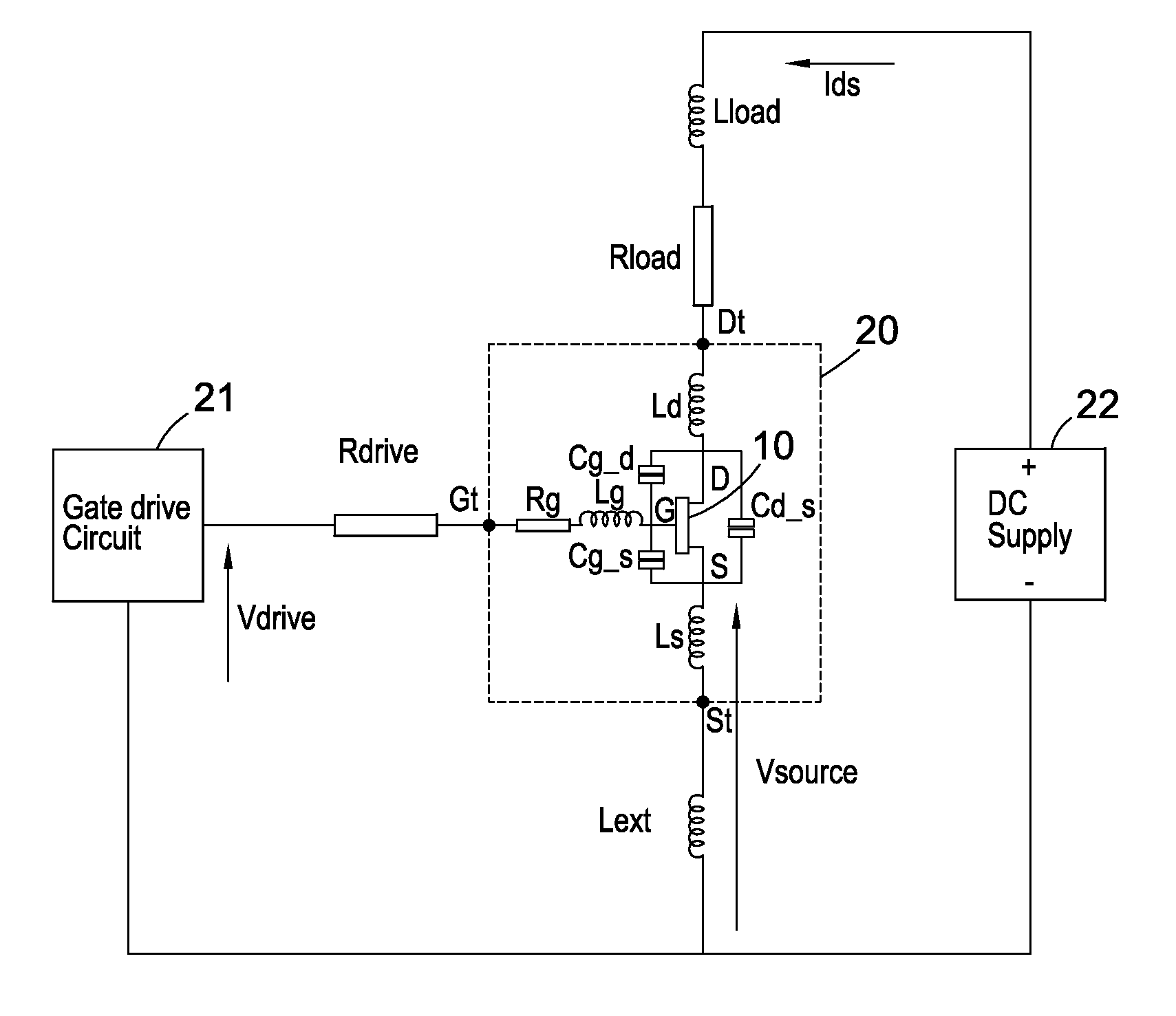 Drive circuit and method for a gated semiconductor switching device