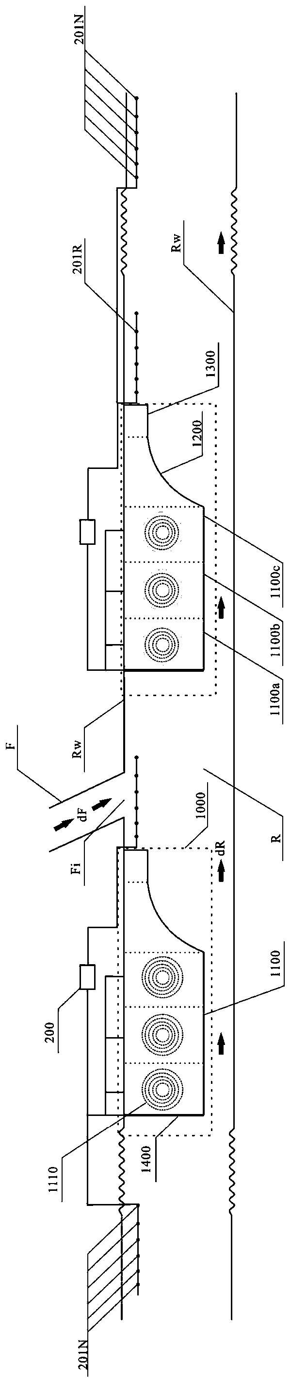 River channel temperature rising and fish guiding device