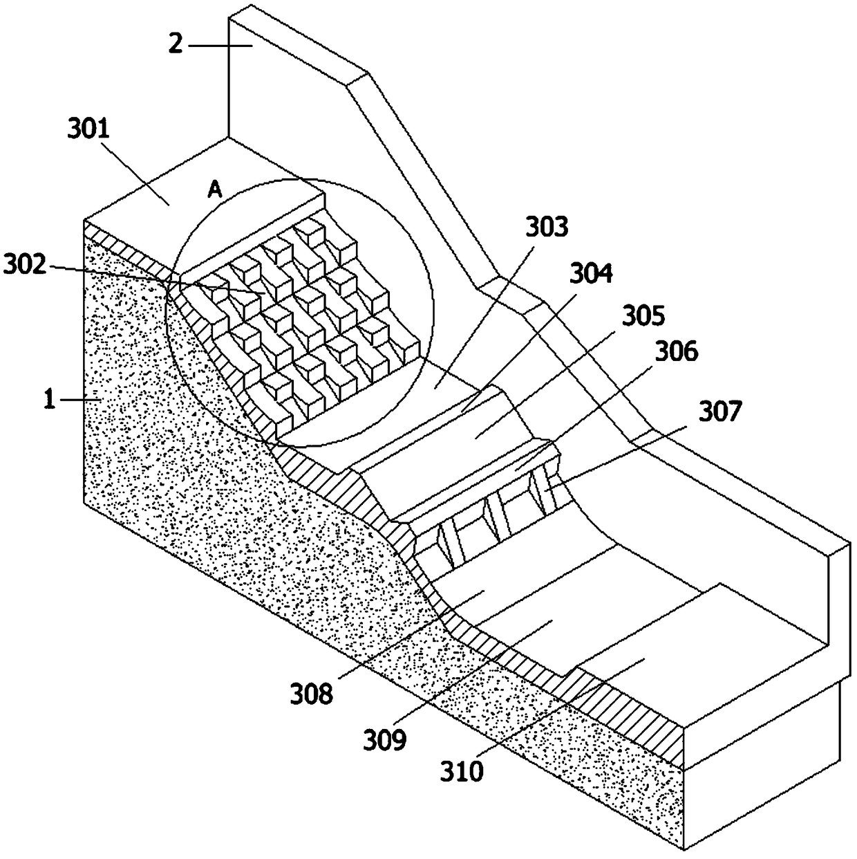 Release building structure for hydraulic engineering