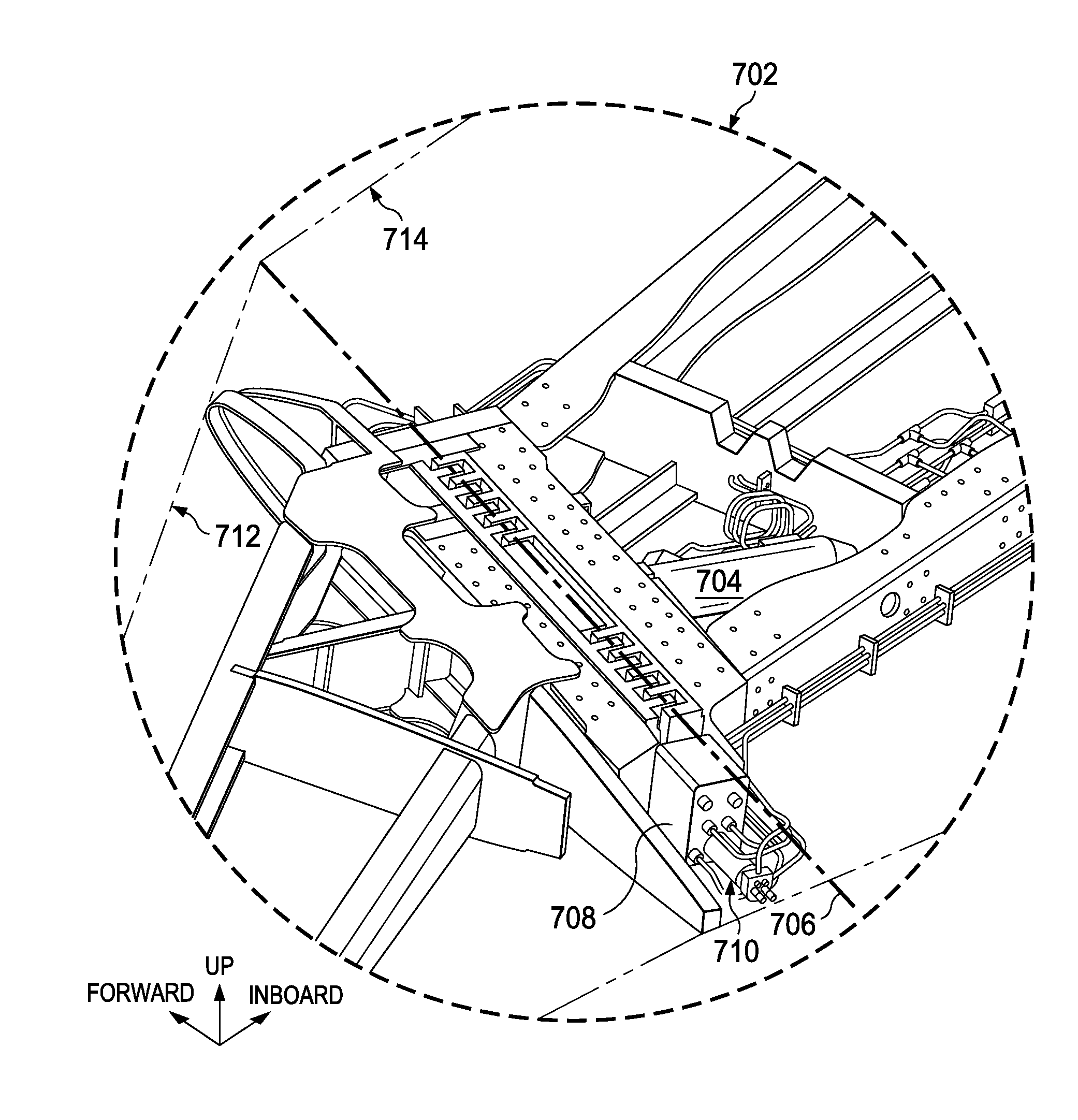 Wing fold system with latch pins through multiple mating lugs