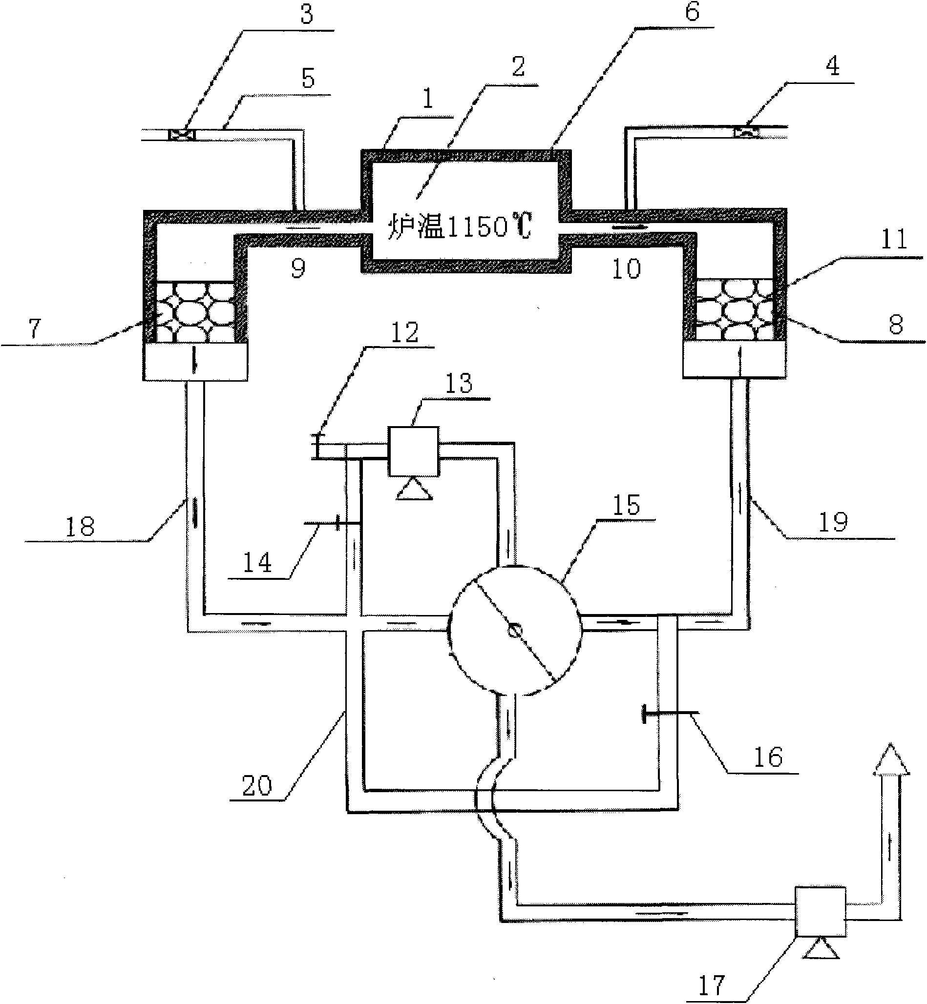 Method for regulating oxygen atmosphere in fuel oil (gas) reverberatory furnace by using recovered fume