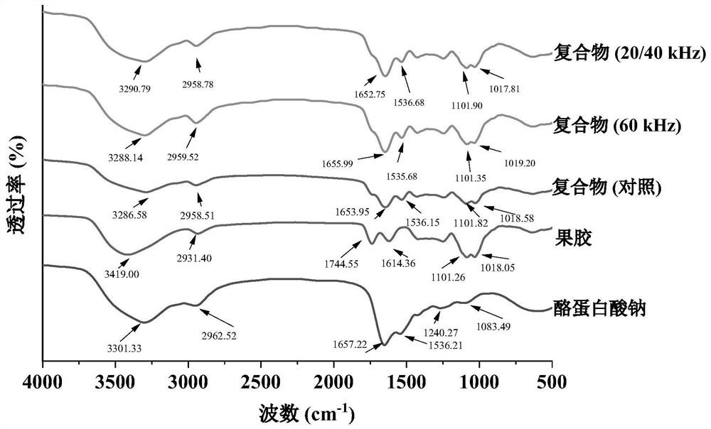 Stepped ultrasonic preparation of protein-polysaccharide emulsion and functional food application