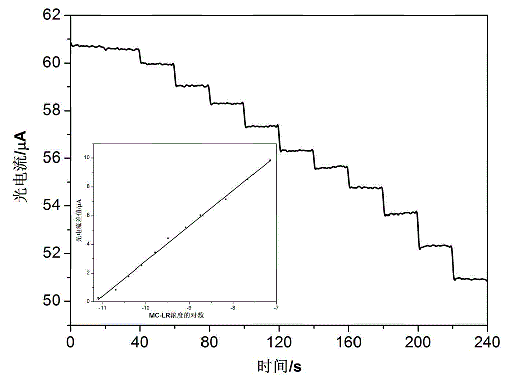 Preparation method of aptamer photoelectrochemical sensor for high-sensitivity high-selectivity detection of MC-LR