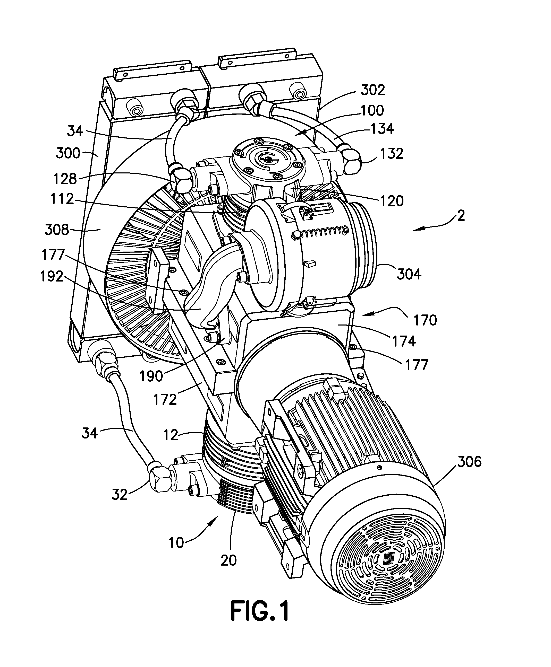 Oil-free air compressor for rail vehicles with air ventilation