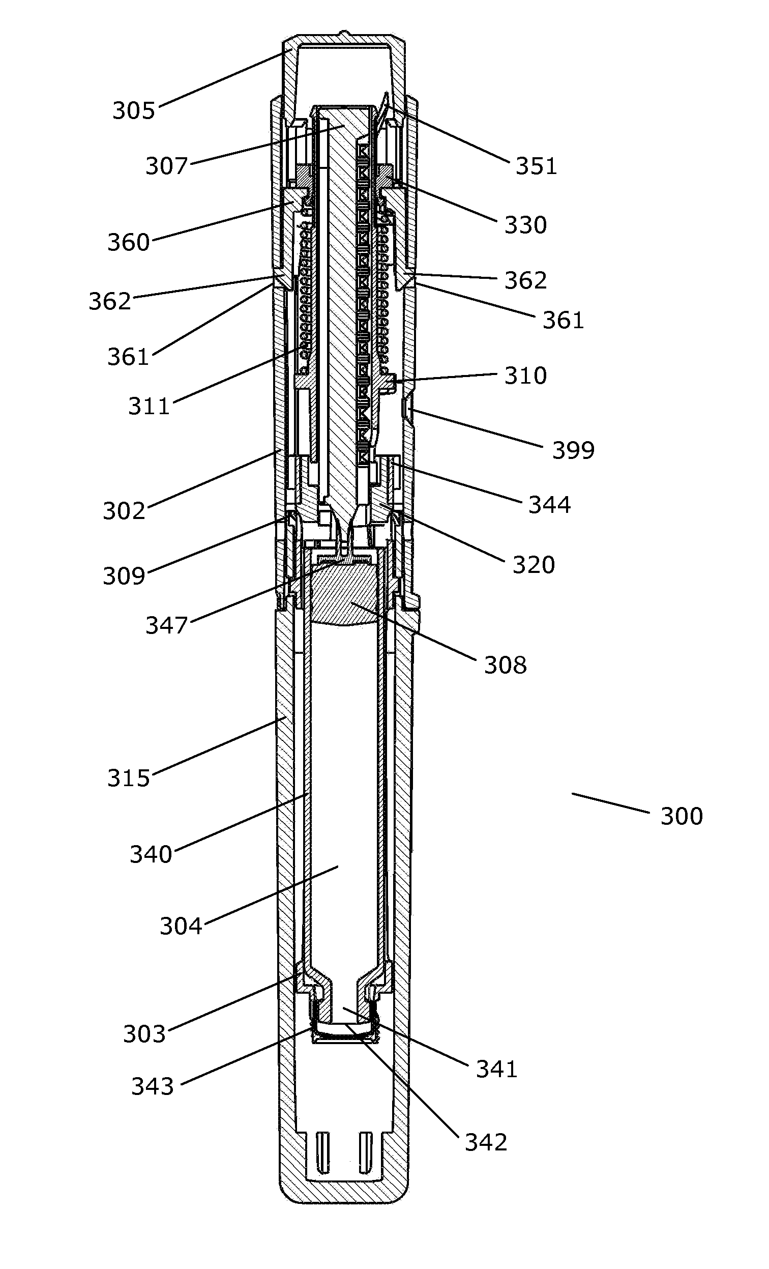 Device for injecting apportioned doses of liquid drug