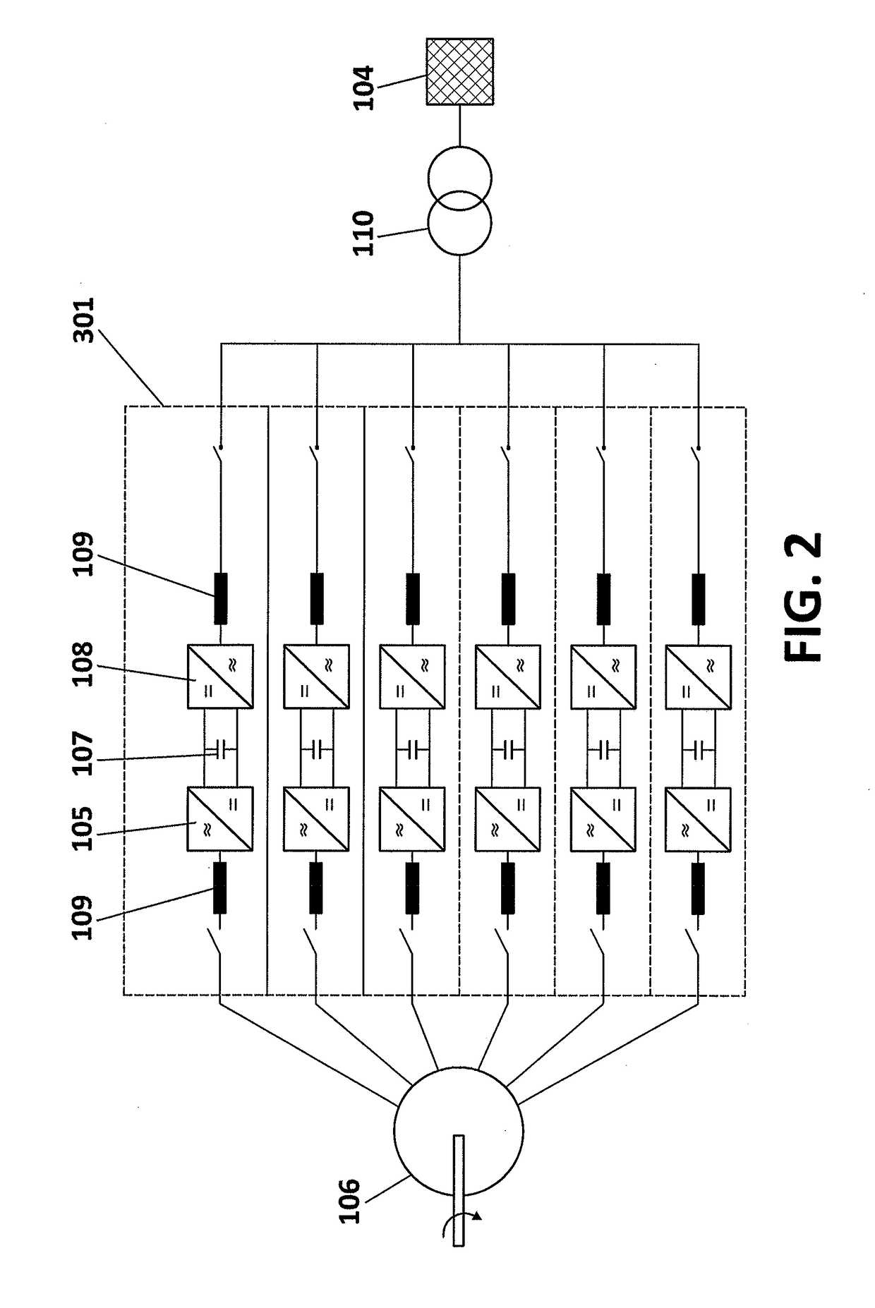 Power generation system of a multi-converter wind turbine and control method thereof