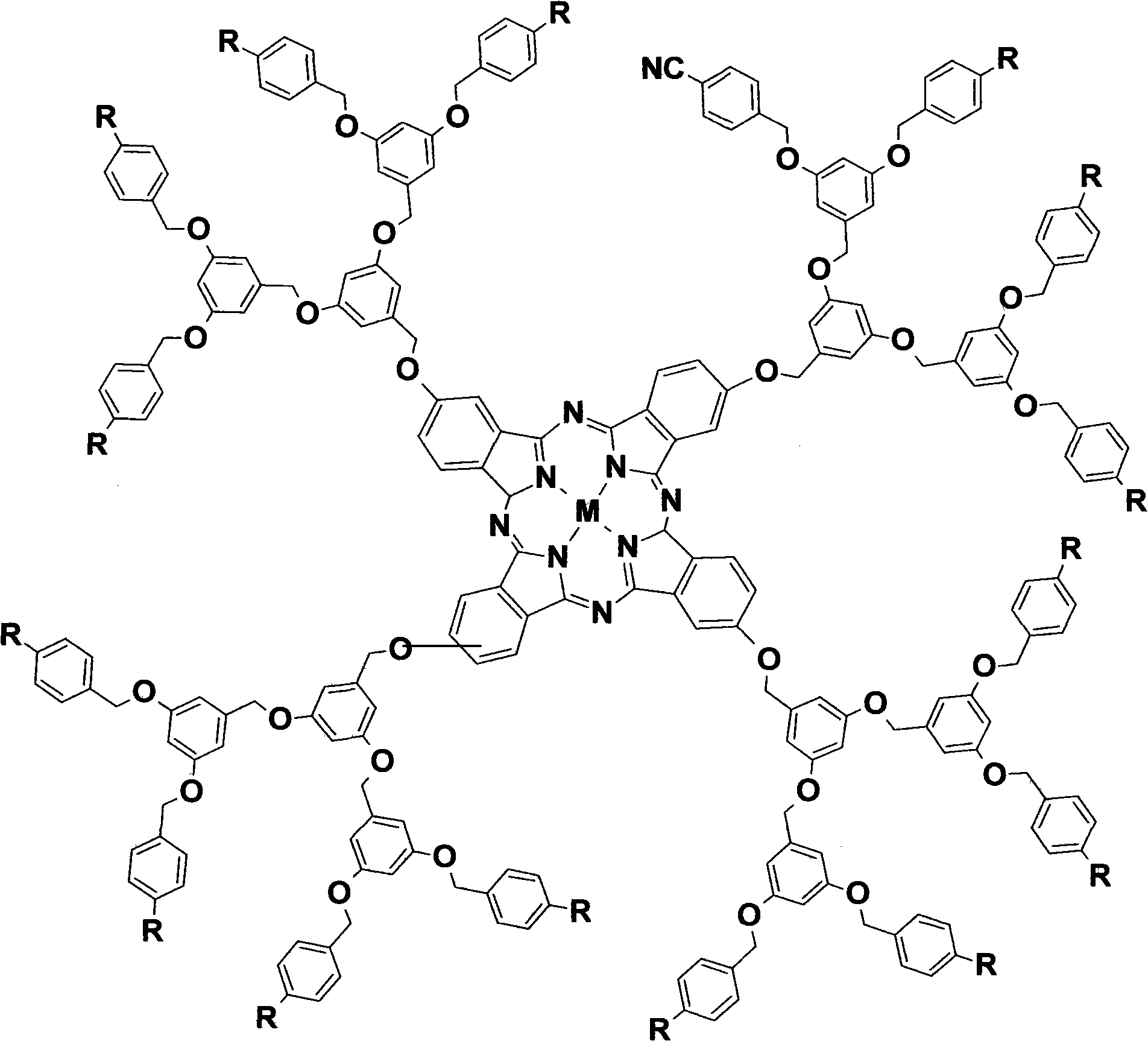 1-3 substituted aryloxide dendritic phthalocyanine complexes as well as preparation method and use thereof