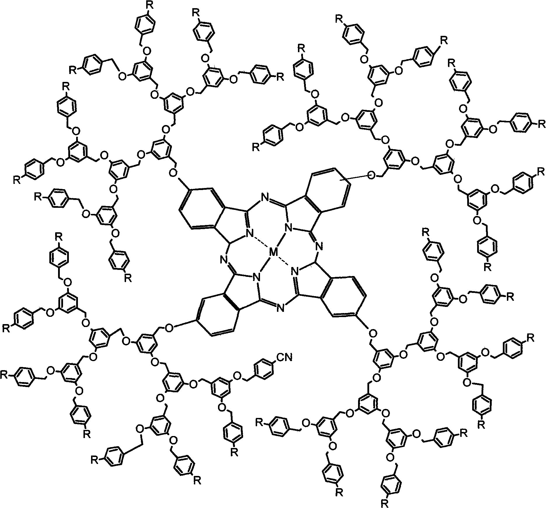 1-3 substituted aryloxide dendritic phthalocyanine complexes as well as preparation method and use thereof