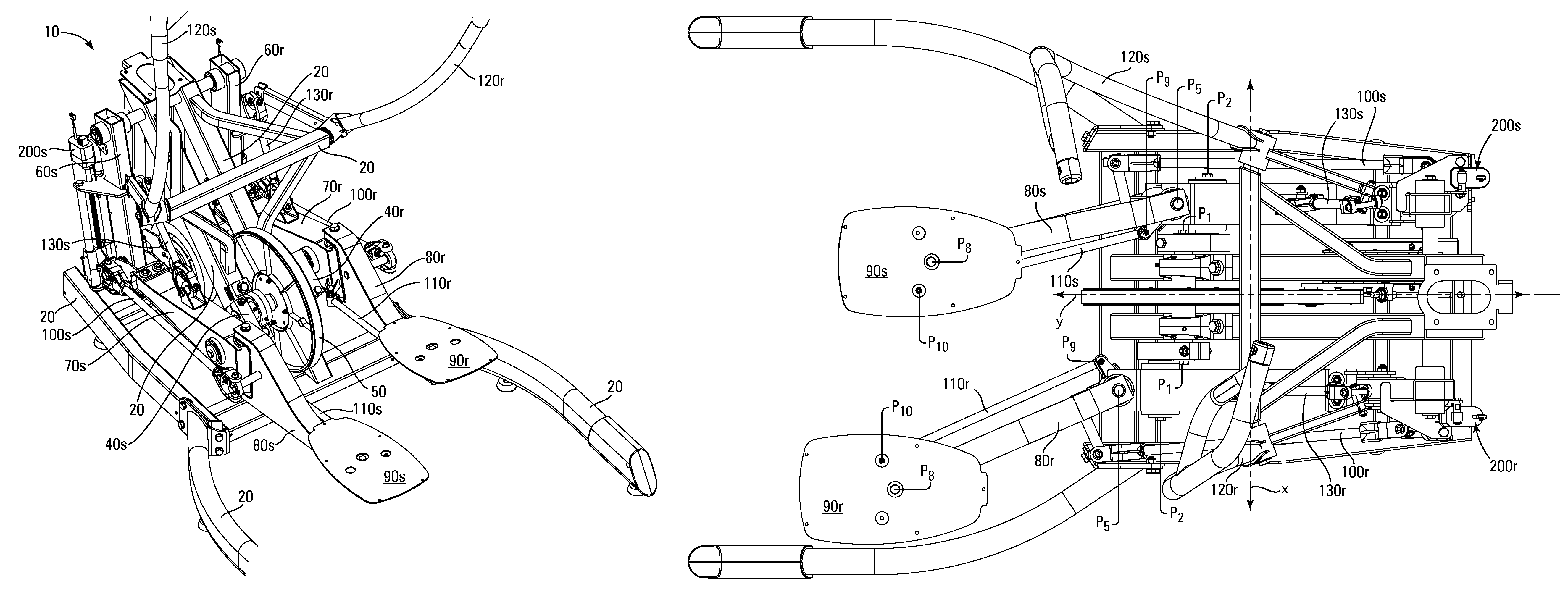 Lateral glide elliptical exercise machine with yaw control