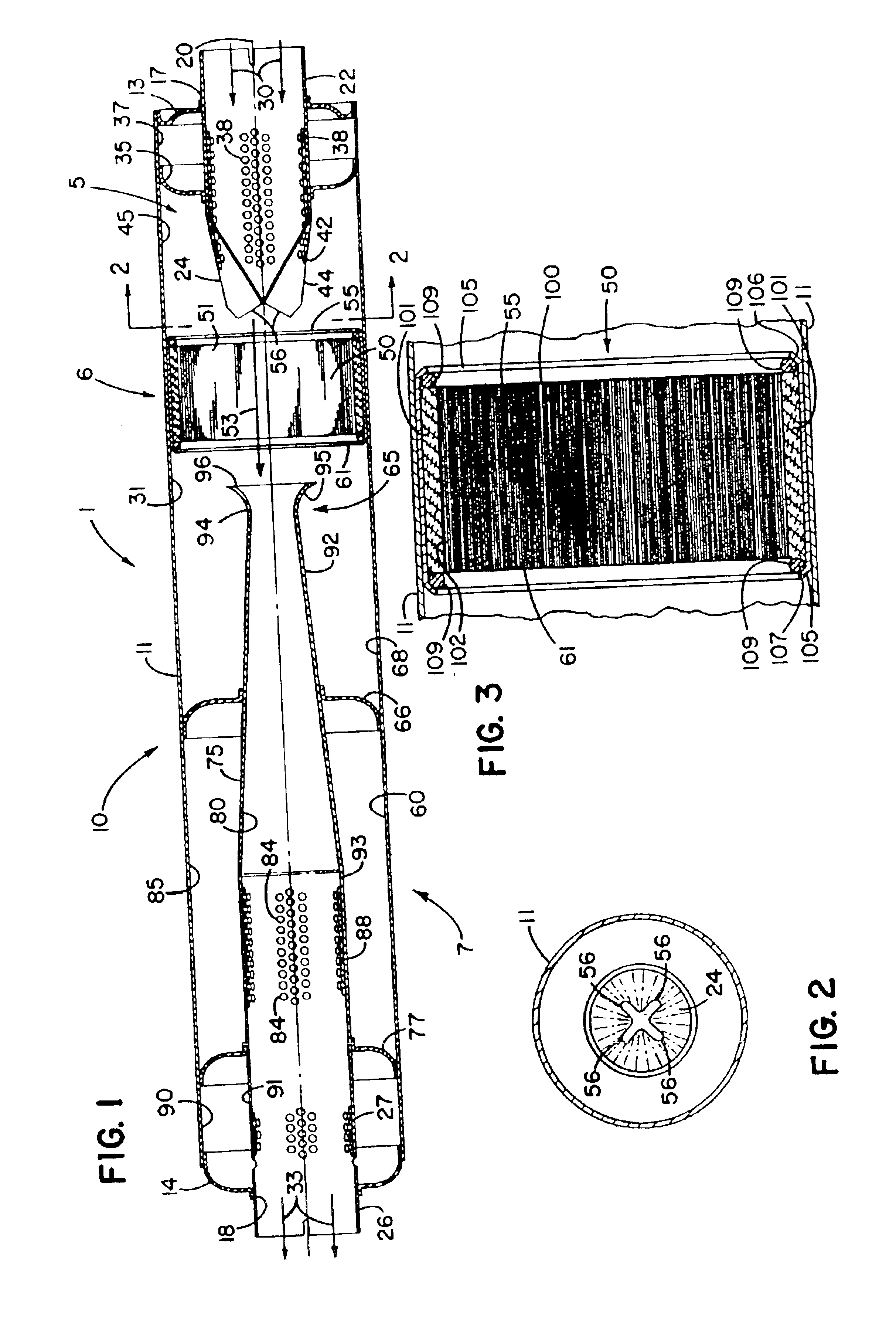 Muffler with catalytic converter arrangement; and method