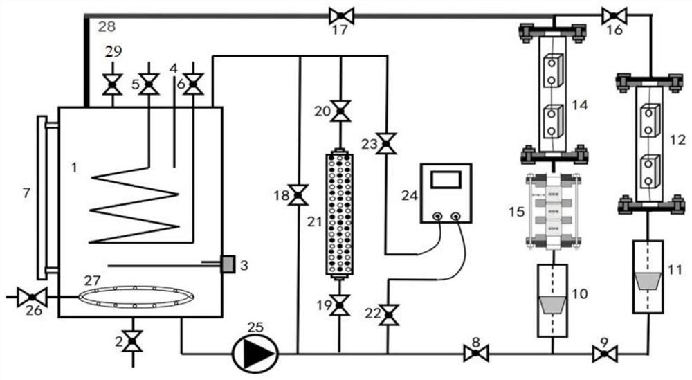 Nuclear island equipment cooling water system material corrosion simulation device and using method thereof