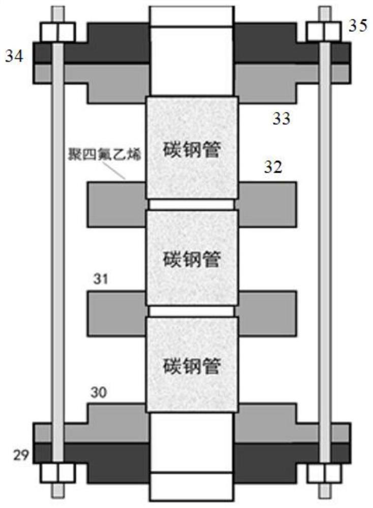 Nuclear island equipment cooling water system material corrosion simulation device and using method thereof