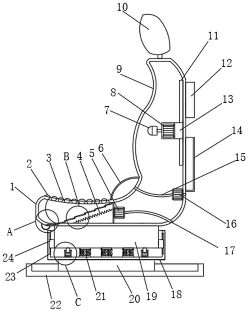 Ventilation seat for new energy automobile and using method thereof