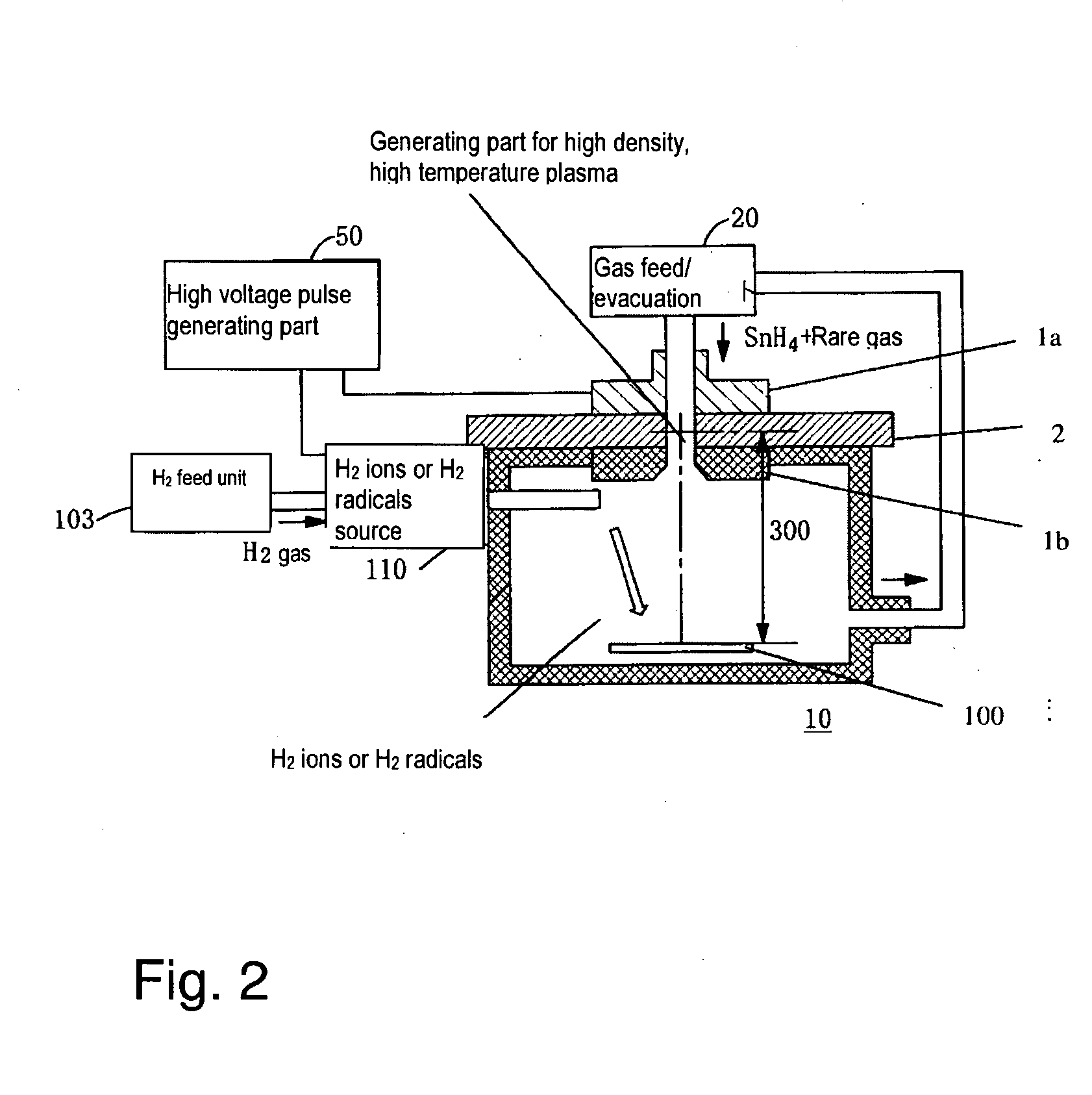 Extreme UV radiation source device and method for eliminating debris which forms within the device