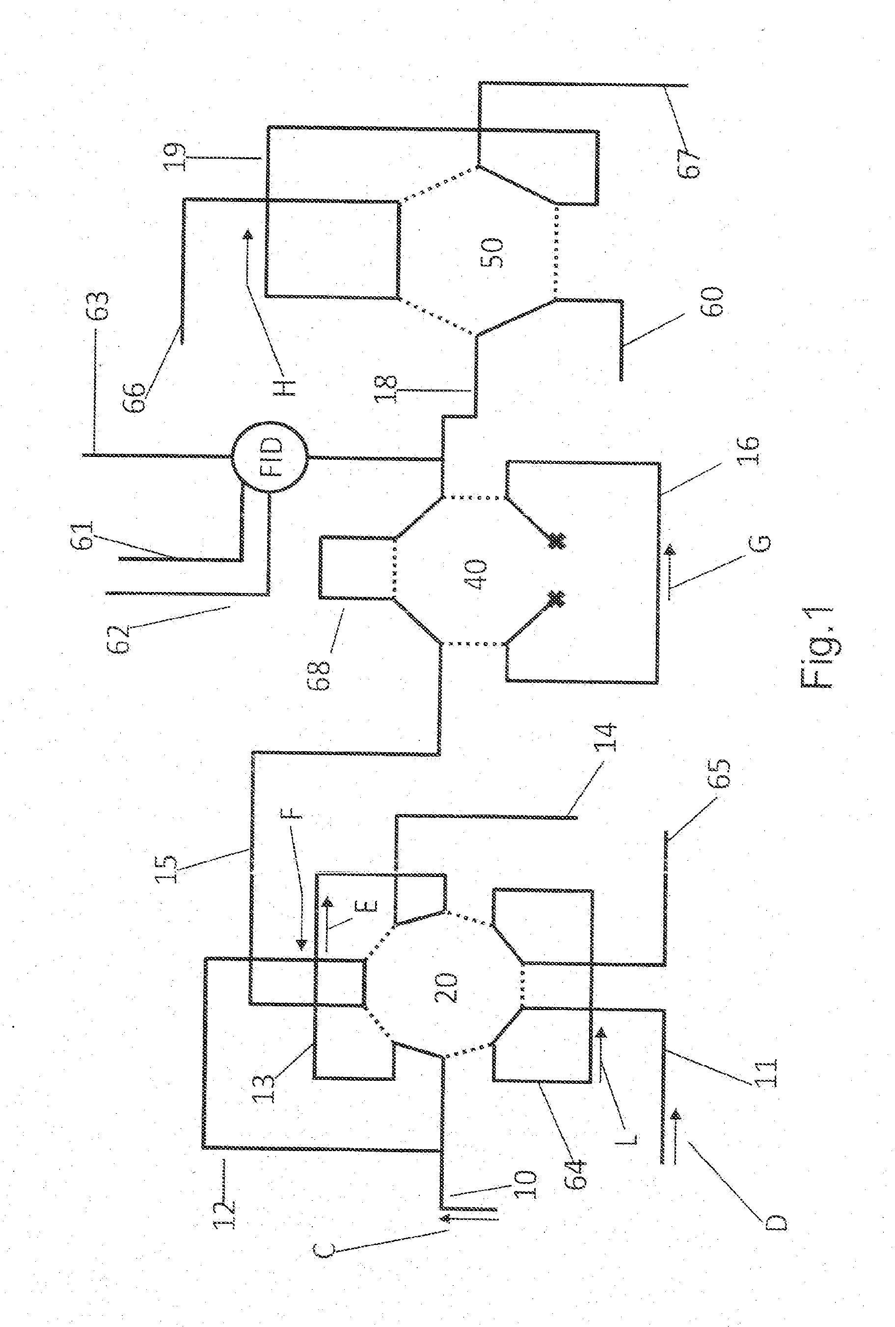 Site analysis system for the calculation of the isotope ratio of the carbon in several gas species by means of a single analyser