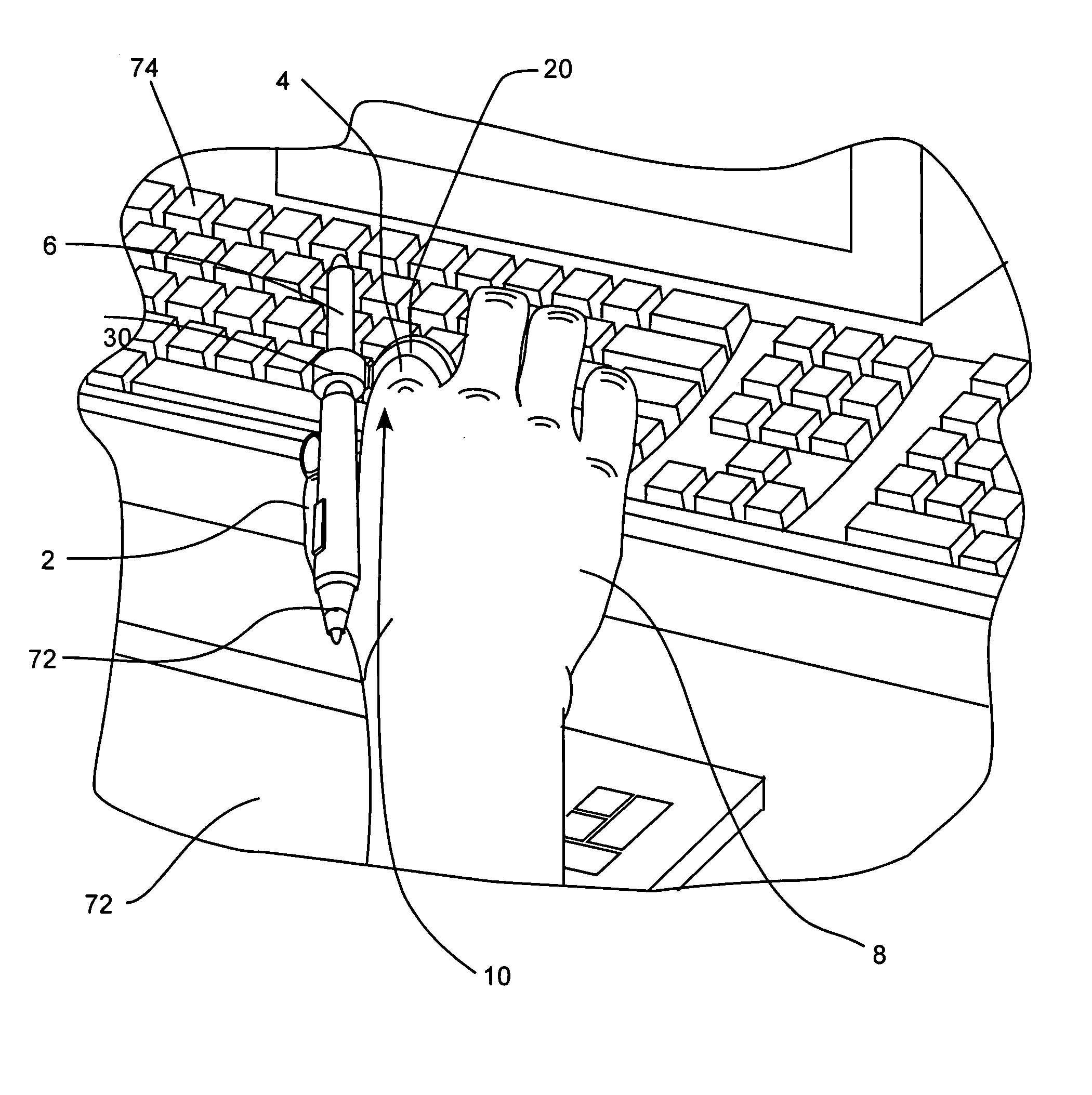 Hand based support device for handheld implements and associated methods