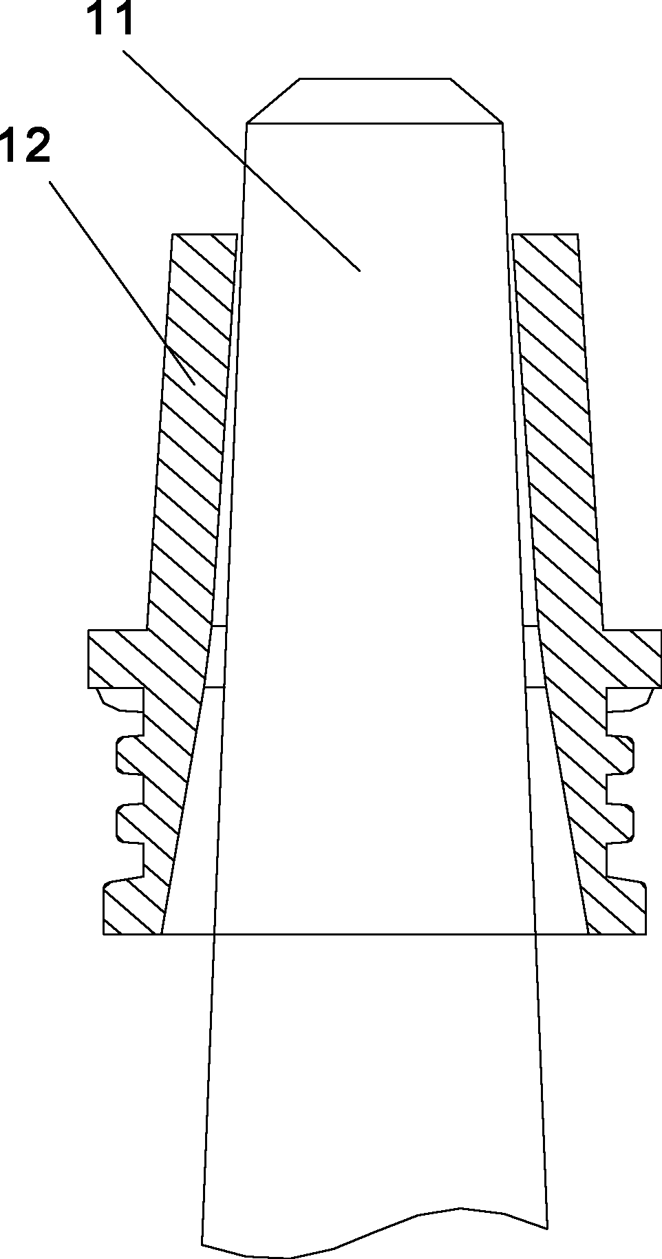 Polar post and lead bushing structure and fusion welding method as well as storage battery employing structure