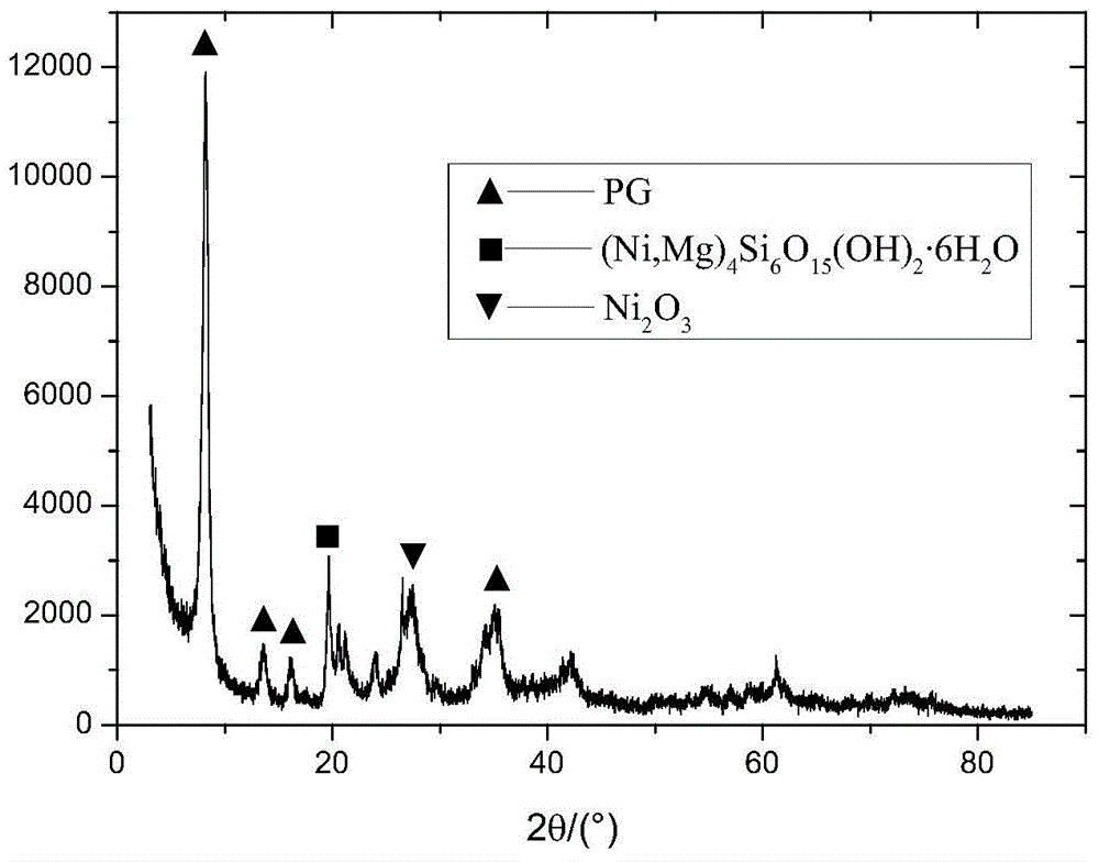 Method for preparing nanometer Ni2O3/PG catalyst with coordination homogenizing precipitation method