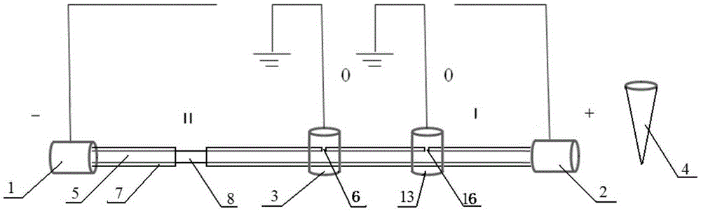 Device for improving peak capacity of capillary electrophoresis through capillary electrophoresis two-step speed difference mode