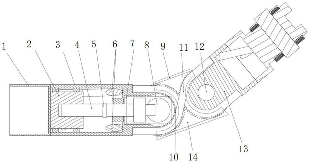 Long-arm-span mechanical arm joint in large-magnetic-field high-vacuum strong-radiation environment