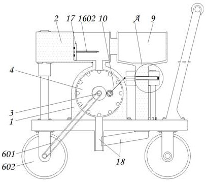 Agricultural mechanical seeding device capable of achieving synchronous seeding and material scattering and used for mechanical equipment