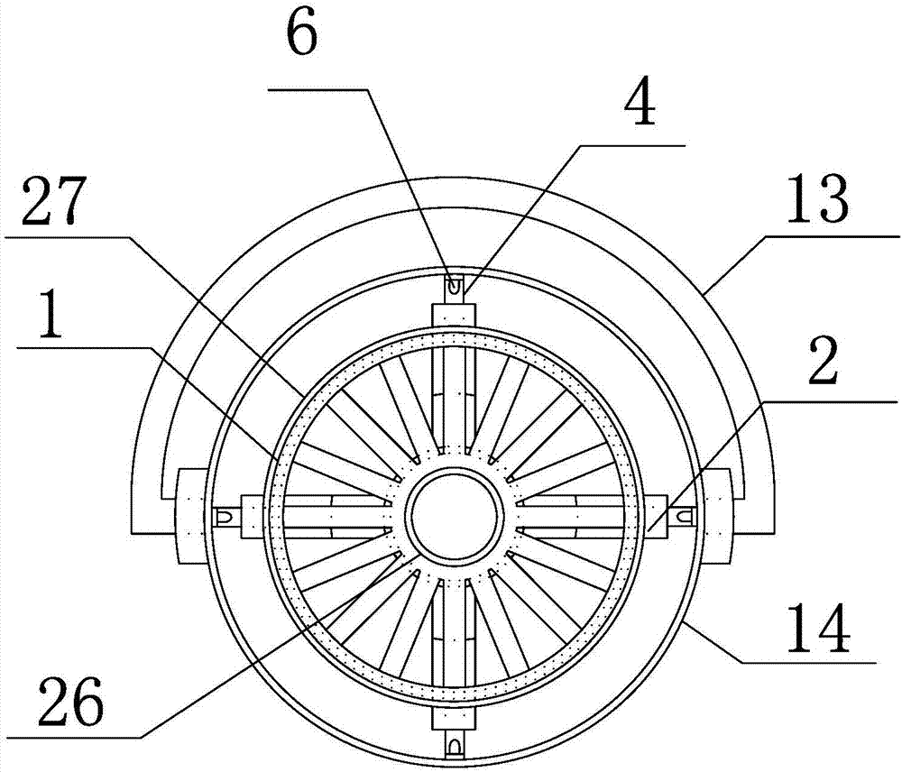 Rotary mop cleaning spin-drier having characteristic of hexagonal prism slider based self-locking lifting and provided with cylindrical bucket on shaft side