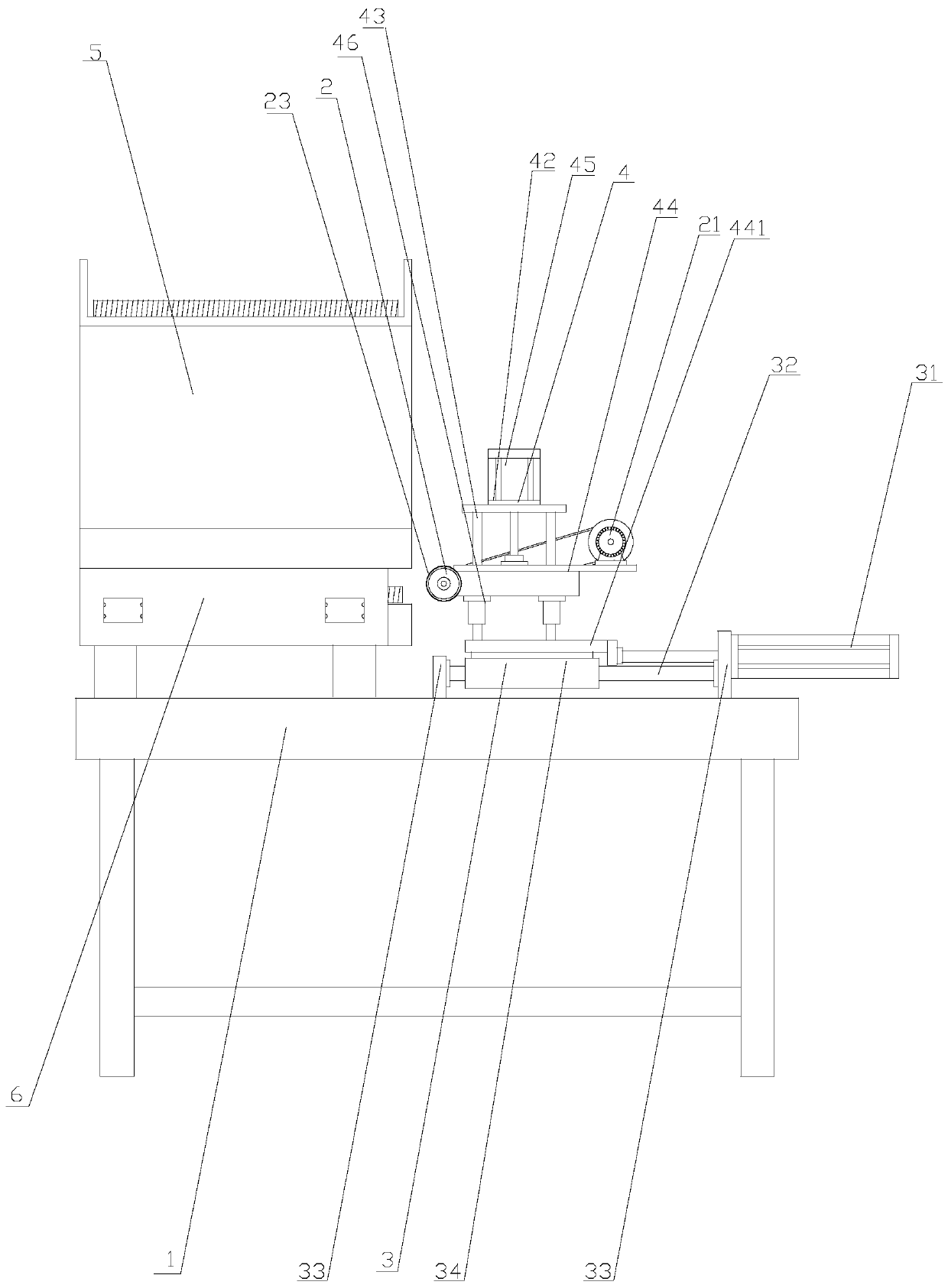 Threaded rod automatic feeding and automatic slotting device