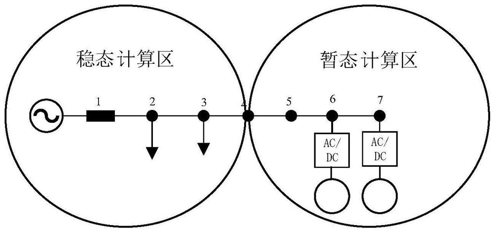 Transient state and steady state hybrid simulation method and system for power distribution network