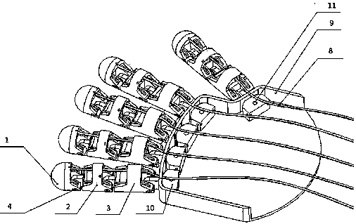 Manipulator driven by pneumatic brake cables and having human hand characteristics