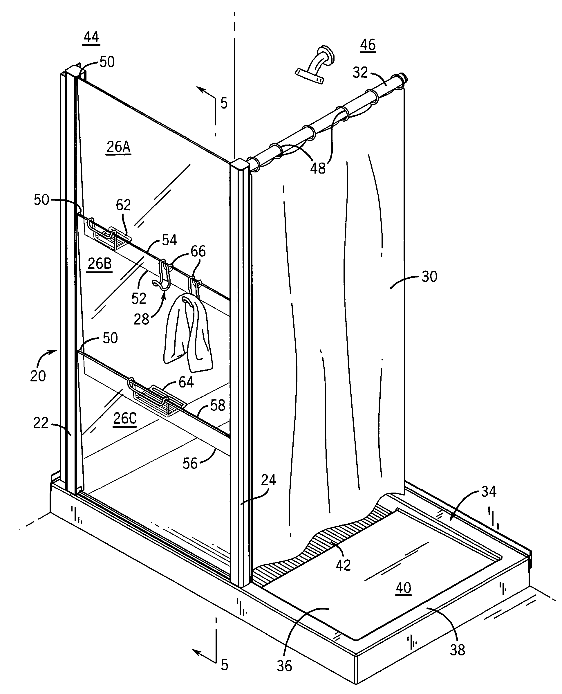 Multi-piece wall bathing enclosure