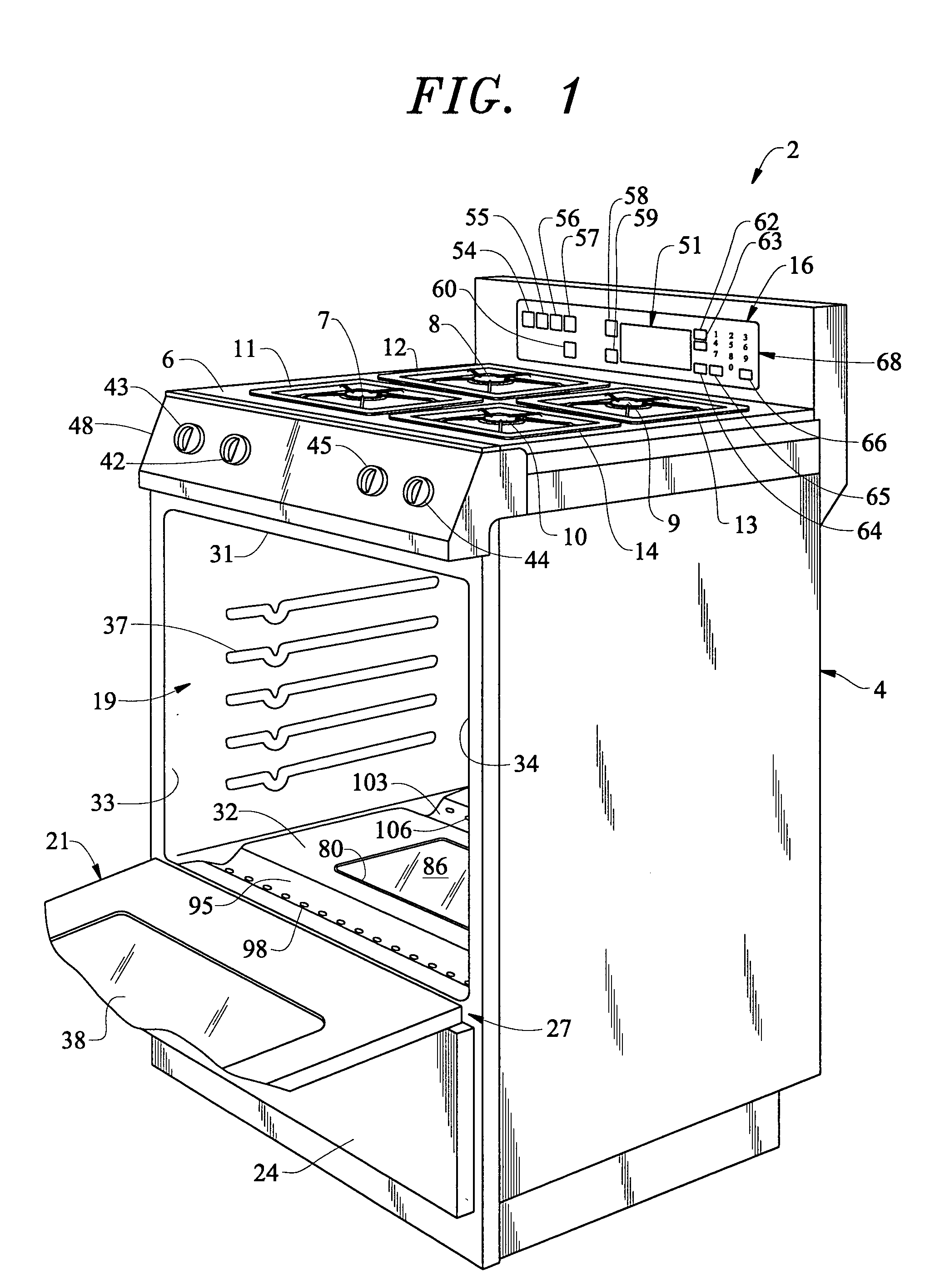 Combination radiant/convection gas cooking appliance